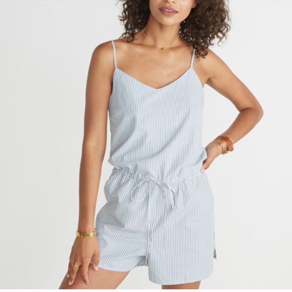Marine Layer Gals Romper Shorts Stripe Pockets